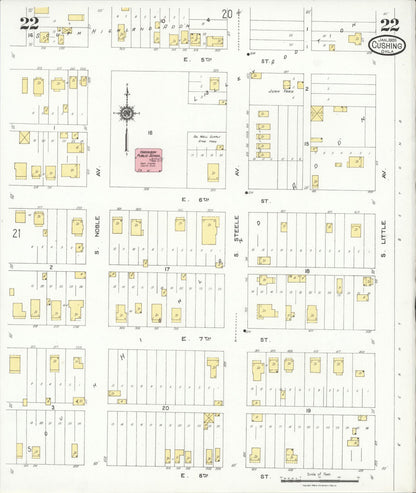 Sanborn Fire Insurance Map from Cushing, Payne County, Oklahoma (1924), Sheet #0022 - Complete Map Set gallery image, historic Sanborn map, vintage wall art, Oklahoma Oklahoma