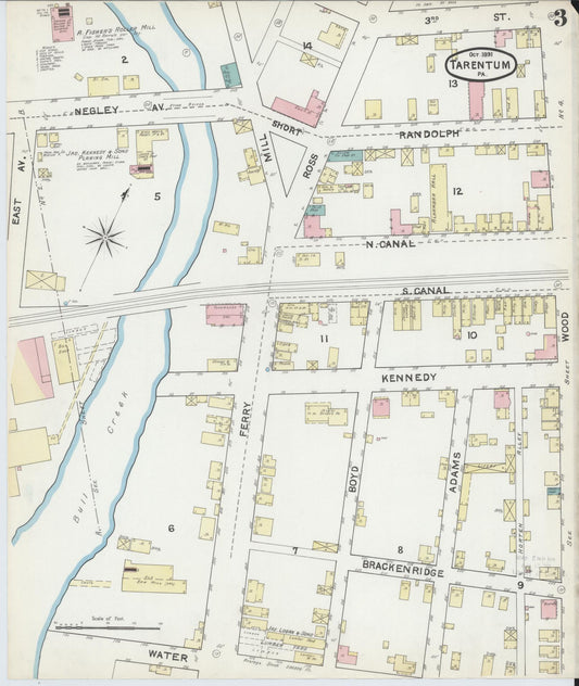 Sanborn Fire Insurance Map from Tarentum, Allegheny County, Pennsylvania (1891), Sheet #0003 - Historic Sanborn Fire Insurance Map Print, vintage old map wall art, antique decor, genealogy gift, Pennsylvania Pennsylvania map