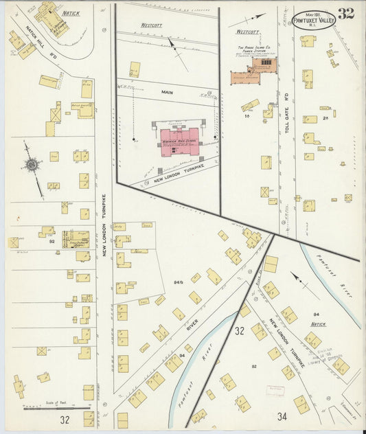Sanborn Fire Insurance Map from Pawtuxet Valley, Kent and Providence Counties, Rhode Island (1911), Sheet #0032 - Historic Sanborn Fire Insurance Map Print, vintage old map wall art, antique decor, genealogy gift, Washington Washington map
