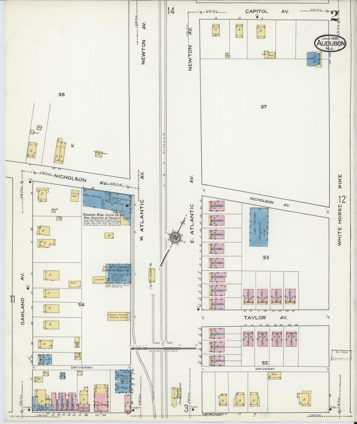 Sanborn Fire Insurance Map from Audubon, Camden County, New Jersey (1920), Sheet #0002 - Complete Map Set gallery image, historic Sanborn map, vintage wall art, New Jersey New Jersey