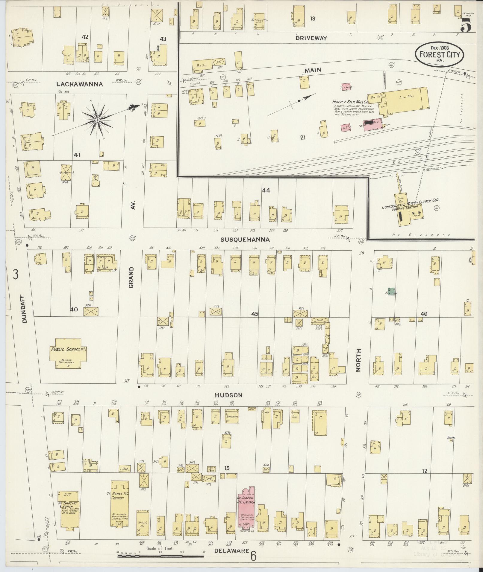 Sanborn Fire Insurance Map from Forest City, Susquehanna County, Pennsylvania (1908), Sheet #0005 - Complete Map Set gallery image, historic Sanborn map, vintage wall art, Pennsylvania Pennsylvania