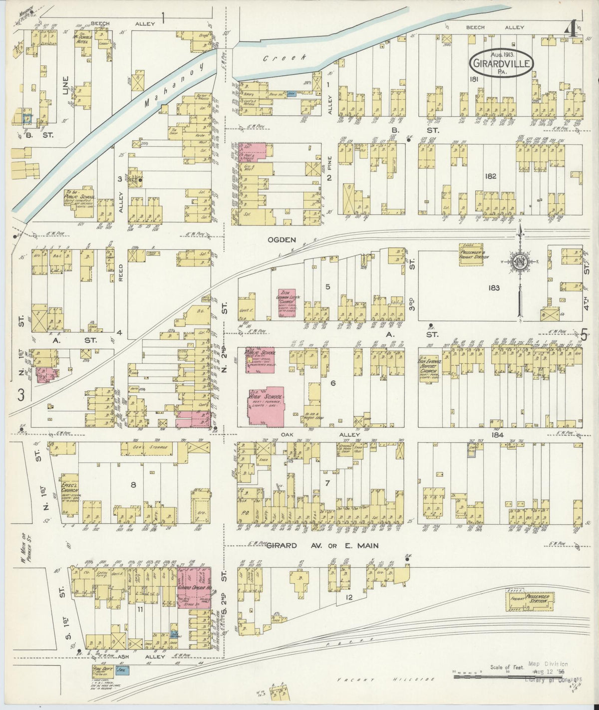 Sanborn Fire Insurance Map from Girardsville, Schuylkill County, Pennsylvania (1913), Sheet #0004 - Complete Map Set gallery image, historic Sanborn map, vintage wall art, Pennsylvania Pennsylvania