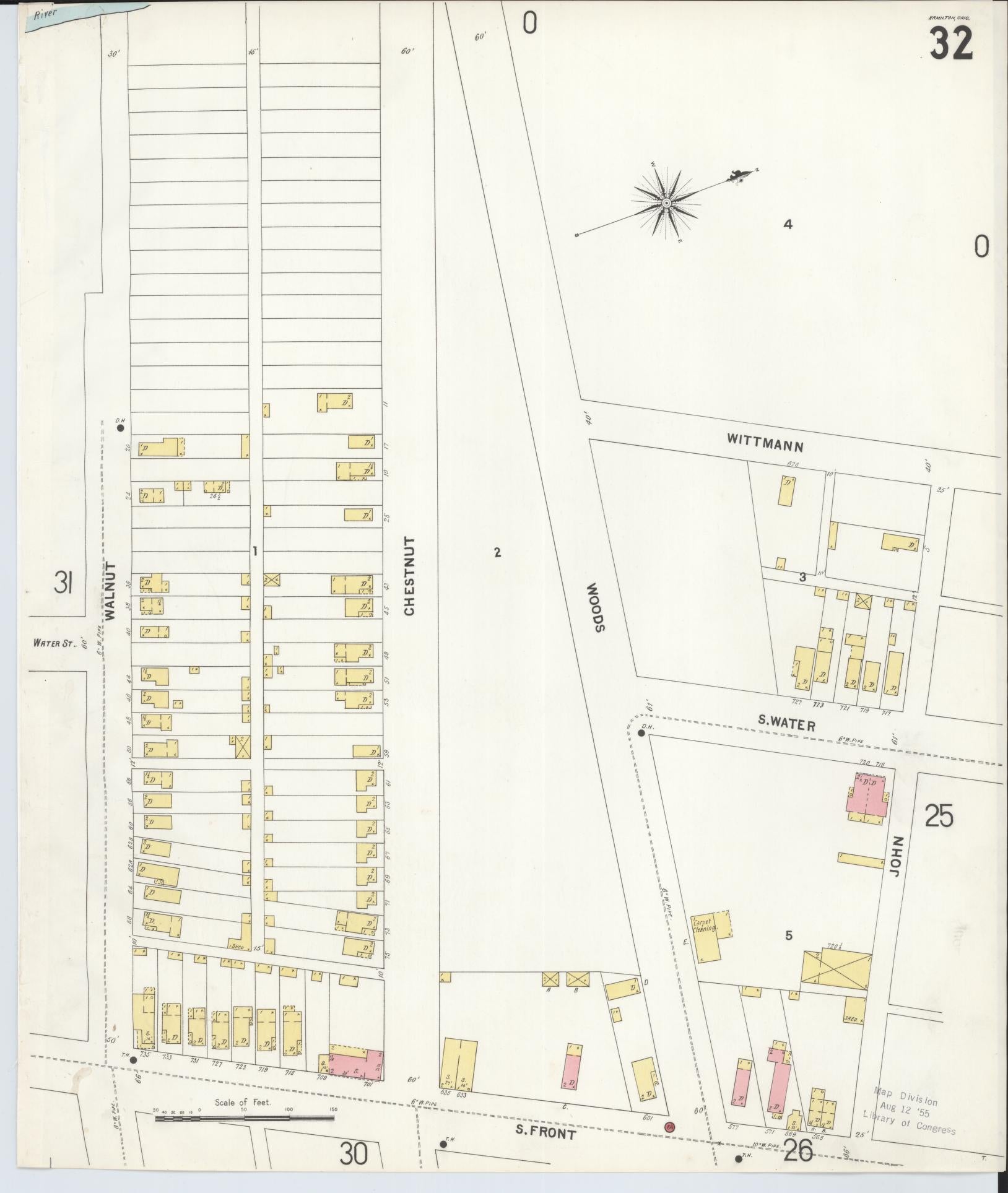 Sanborn Fire Insurance Map from Hamilton, Butler County, Ohio (1899), Sheet #0032 - Historic Sanborn Fire Insurance Map Print, vintage old map wall art, antique decor, genealogy gift, Ohio Ohio map