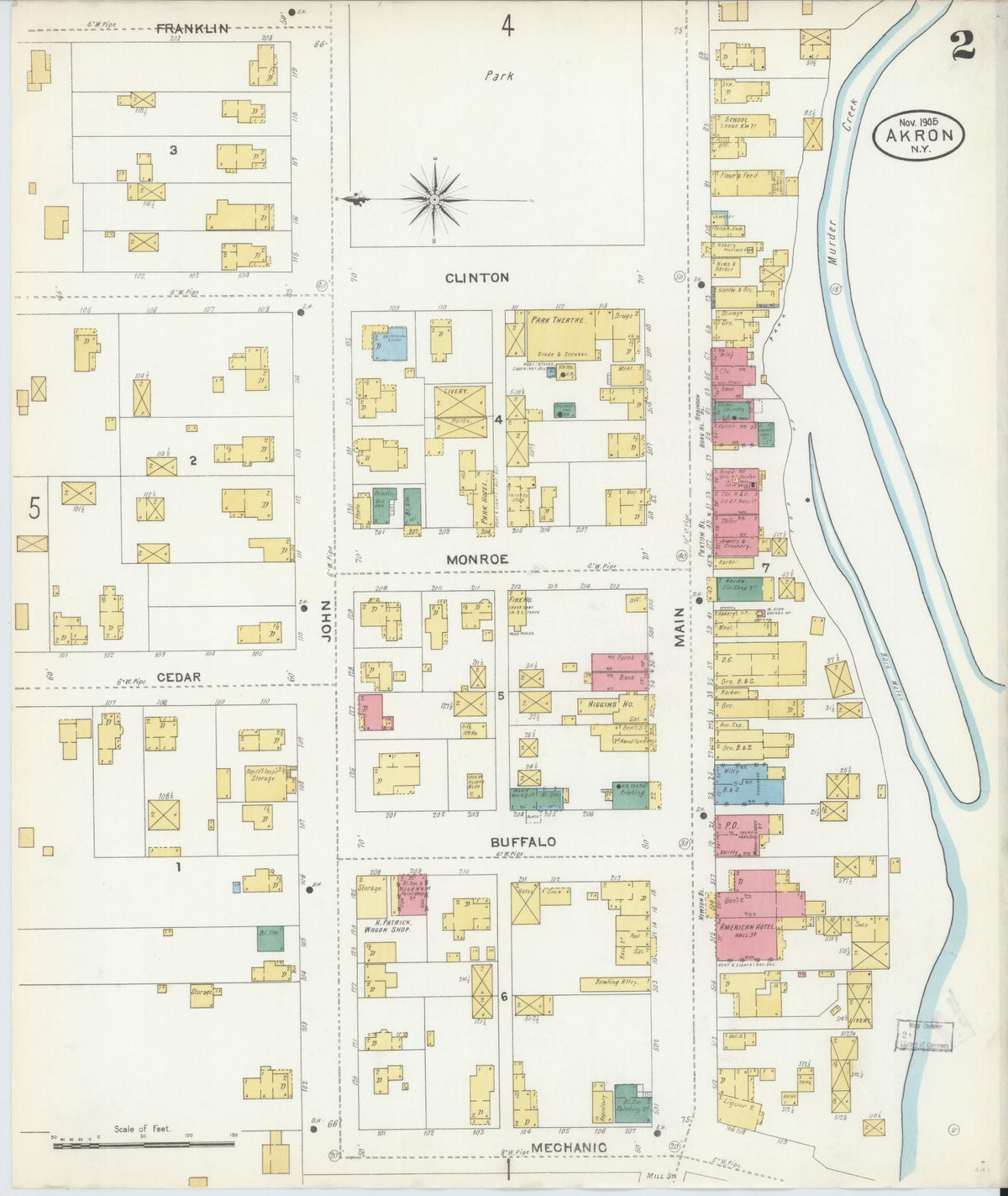 Sanborn Fire Insurance Map from Akron, Erie County, New York (1905), Sheet #0002 - Complete Map Set gallery image, historic Sanborn map, vintage wall art, New York New York