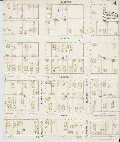 Sanborn Fire Insurance Map from Negaunee, Marquette County, Michigan (1888), Sheet #0004 - Complete Map Set gallery image, historic Sanborn map, vintage wall art, Michigan Michigan
