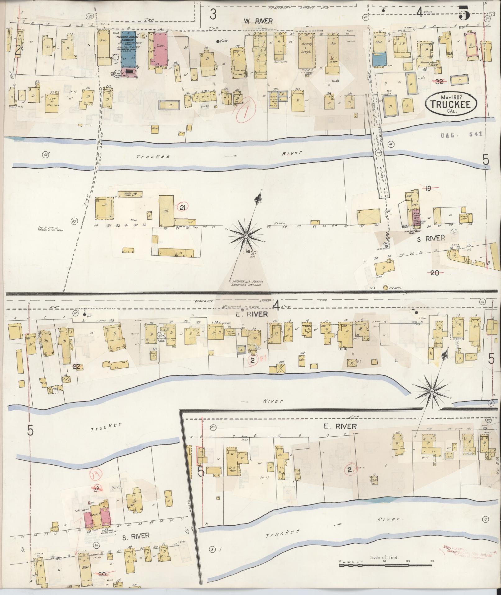 Sanborn Fire Insurance Map from Truckee, Nevada County, California (1933), Sheet #0005 - Complete Map Set gallery image, historic Sanborn map, vintage wall art, California California