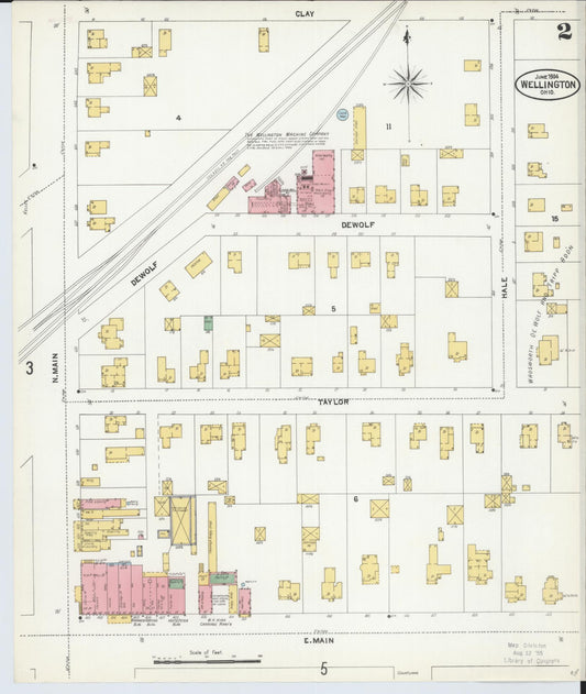 Sanborn Fire Insurance Map from Wellington, Lorain County, Ohio (1904), Sheet #0002 - Historic Sanborn Fire Insurance Map Print, vintage old map wall art, antique decor, genealogy gift, Ohio Ohio map