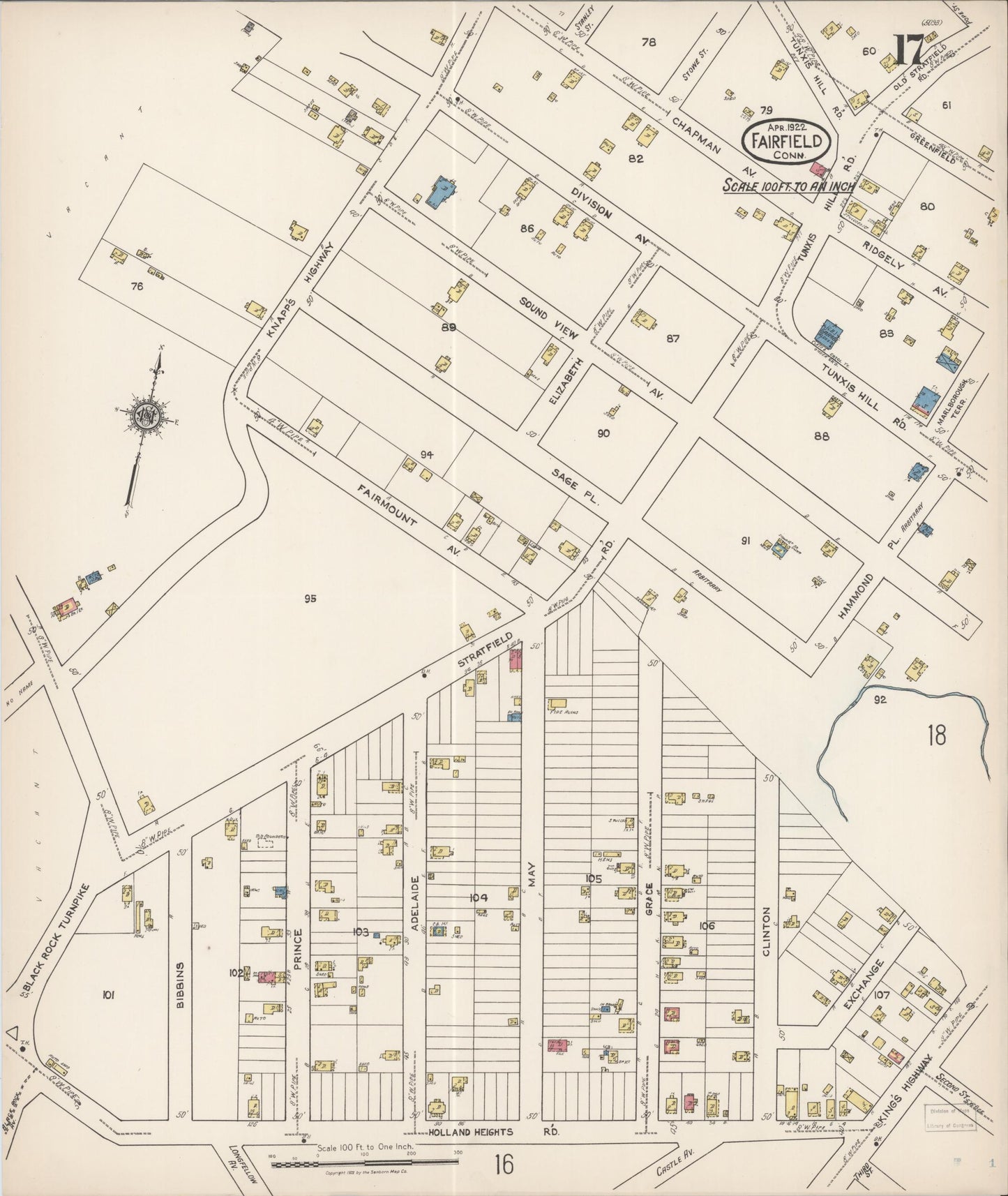 Sanborn Fire Insurance Map from Fairfield, Fairfield County, Connecticut (1922), Sheet #0001 - Complete Map Set gallery image, historic Sanborn map, vintage wall art, Connecticut Connecticut