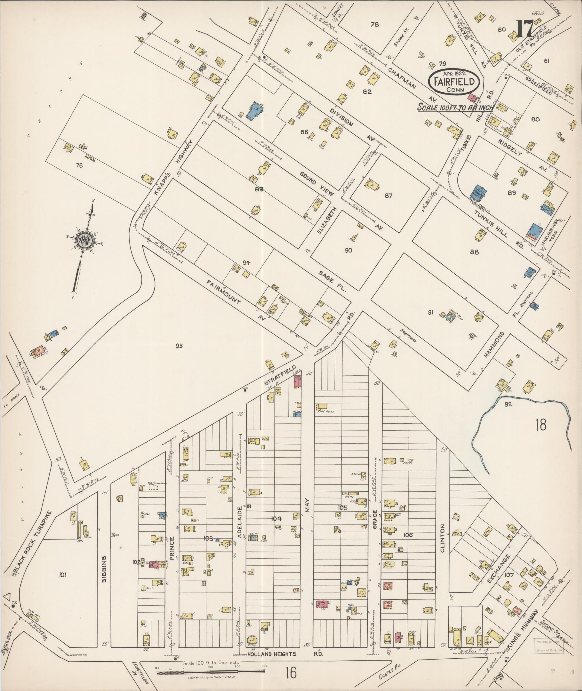 Sanborn Fire Insurance Map from Fairfield, Fairfield County, Connecticut (1922), Sheet #0001 - Complete Map Set gallery image, historic Sanborn map, vintage wall art, Connecticut Connecticut