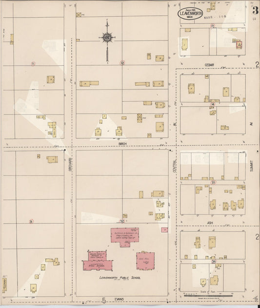 Sanborn Fire Insurance Map from Leavenworth, Chelan County, Washington (1931), Sheet #0003 - Historic Sanborn Fire Insurance Map Print, vintage old map wall art, antique decor, genealogy gift, Washington Washington map