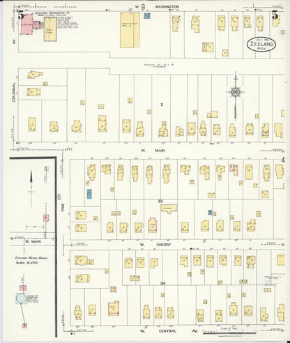 Sanborn Fire Insurance Map from Zeeland, Ottawa County, Michigan (1923), Sheet #0005 - Complete Map Set gallery image, historic Sanborn map, vintage wall art, Michigan Michigan