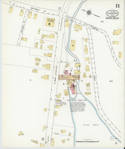 Sanborn Fire Insurance Map from Leicester, Worcester County, Massachusetts (1910), Sheet #0011 - Complete Map Set gallery image, historic Sanborn map, vintage wall art, Massachusetts Massachusetts