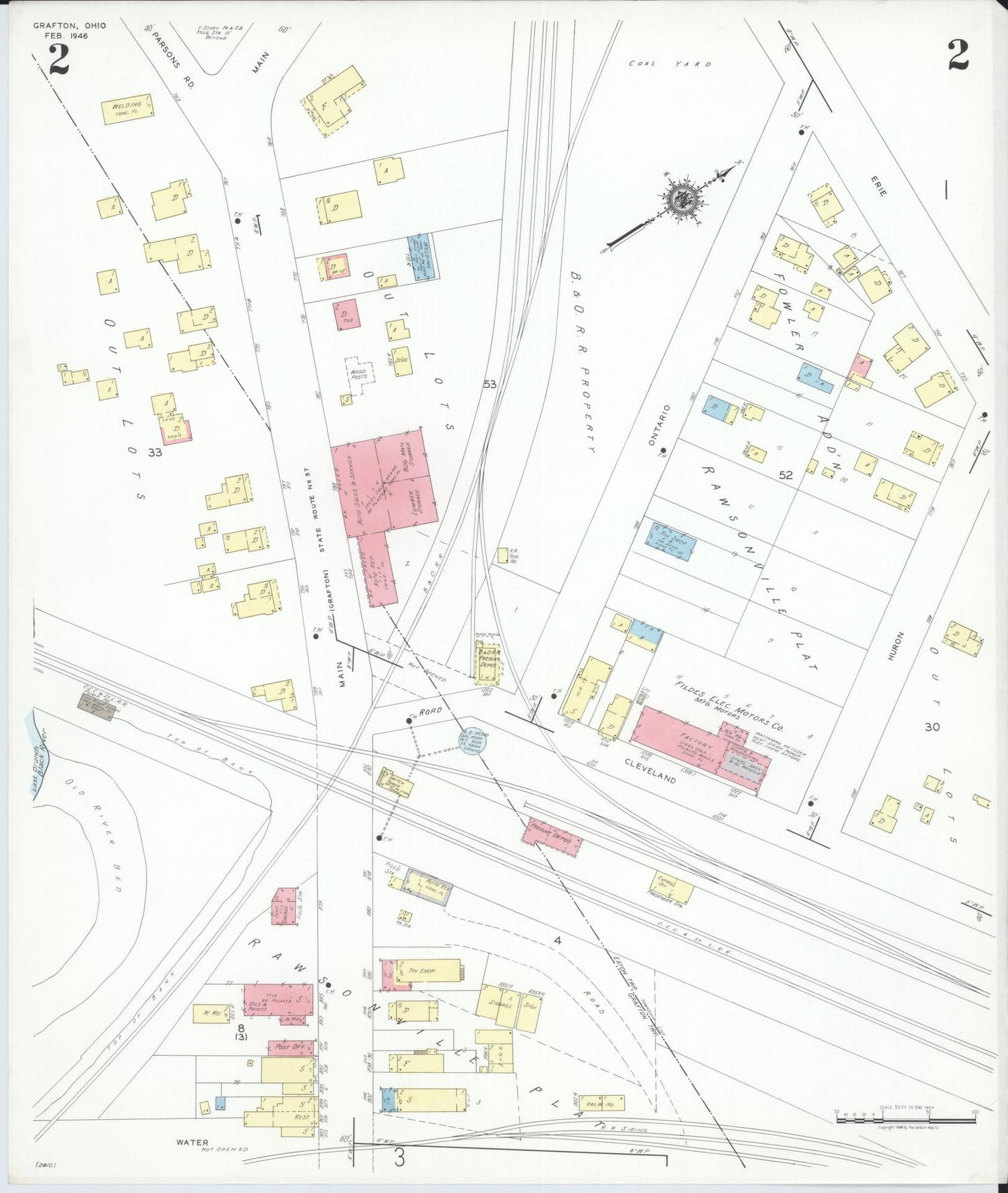 Sanborn Fire Insurance Map from Grafton, Lorain County, Ohio (1946), Sheet #0002 - Historic Sanborn Fire Insurance Map Print, vintage old map wall art, antique decor, genealogy gift, Ohio Ohio map
