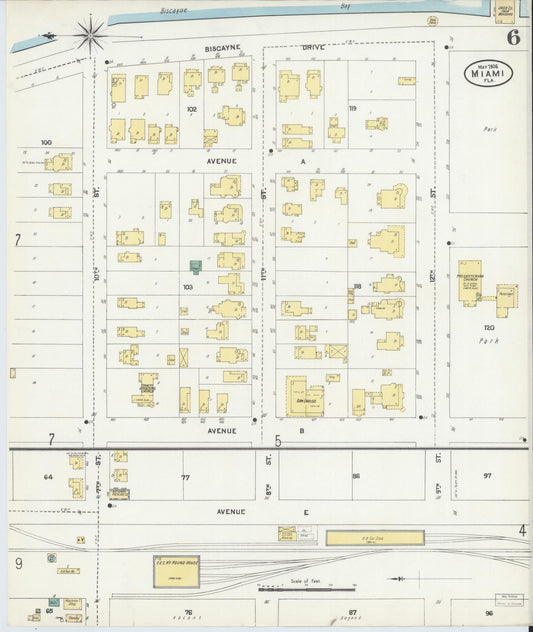 Sanborn Fire Insurance Map from Miami, Dade County, Florida (1906), Sheet #0006 - Historic Sanborn Fire Insurance Map Print, vintage old map wall art, antique decor, genealogy gift, Florida Florida map