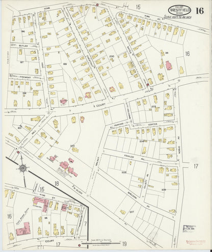 Sanborn Fire Insurance Map from Westfield, Hampden County, Massachusetts (1917), Sheet #0016 - Complete Map Set gallery image, historic Sanborn map, vintage wall art, Massachusetts Massachusetts