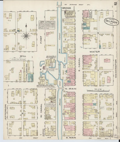 Sanborn Fire Insurance Map from Delphos, Van Wert And Allen Counties, Ohio (1884), Sheet #0002 - Historic Sanborn Fire Insurance Map Print, vintage old map wall art, antique decor, genealogy gift, Ohio Ohio map