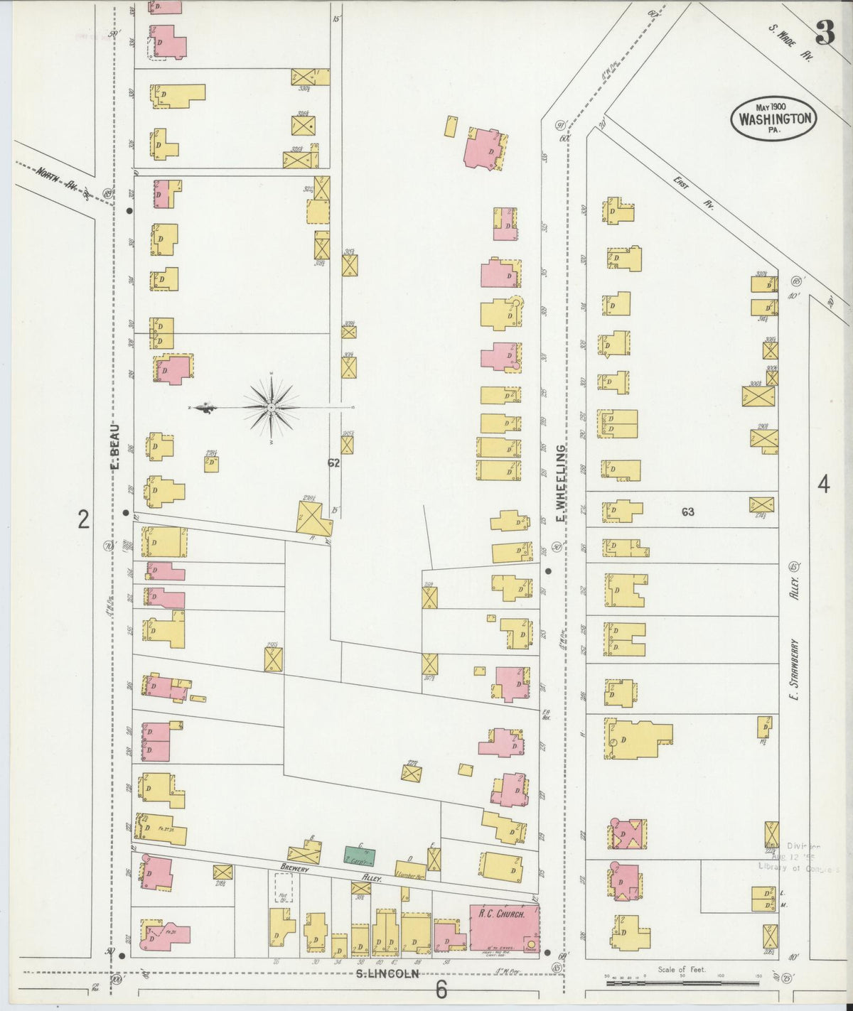Sanborn Fire Insurance Map from Washington, Washington County, Pennsylvania (1900), Sheet #0003 - Complete Map Set gallery image, historic Sanborn map, vintage wall art, Sanborn Fire Insurance Map from Washington Washington