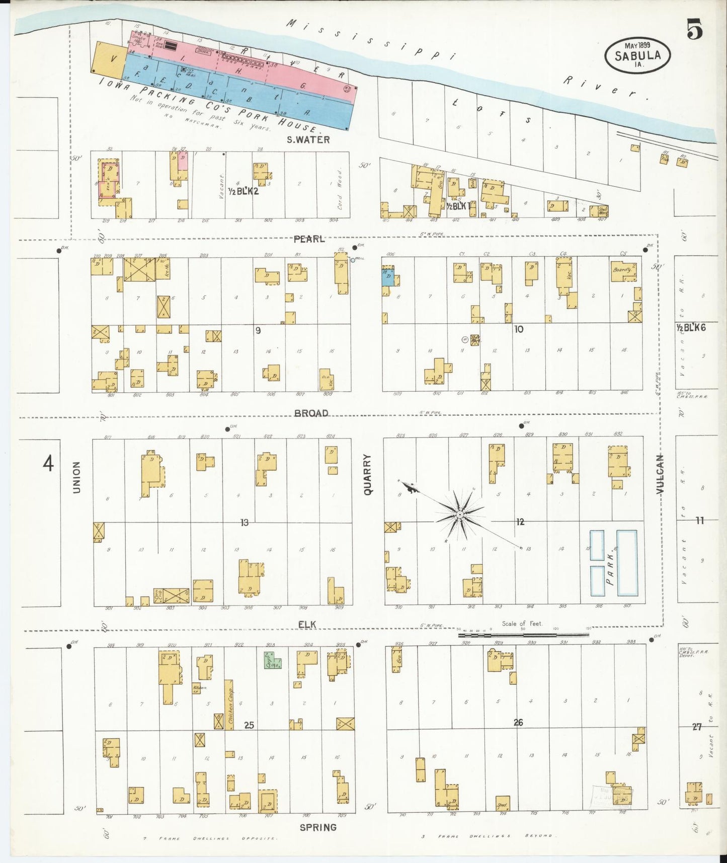 Sanborn Fire Insurance Map from Sabula, Jackson County, Iowa (1899), Sheet #0005 - Historic Sanborn Fire Insurance Map Print, vintage old map wall art
