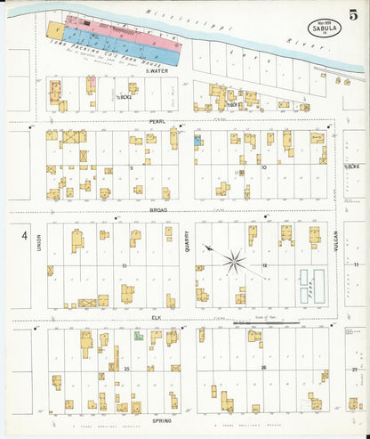 Sanborn Fire Insurance Map from Sabula, Jackson County, Iowa (1899), Sheet #0005 - Historic Sanborn Fire Insurance Map Print, vintage old map wall art