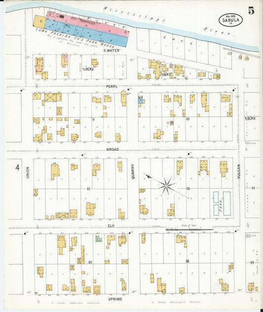 Sanborn Fire Insurance Map from Sabula, Jackson County, Iowa (1899), Sheet #0005 - Historic Sanborn Fire Insurance Map Print, vintage old map wall art