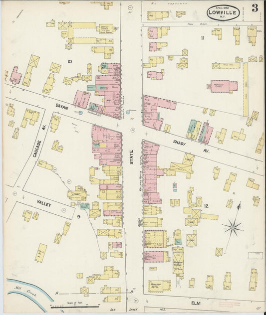 Sanborn Fire Insurance Map from Lowville, Lewis County, New York (1890), Sheet #0003 - Historic Sanborn Fire Insurance Map Print, vintage old map wall art, antique decor, genealogy gift, New York New York map