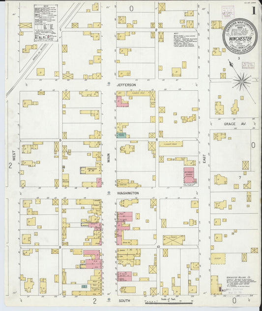 Sanborn Fire Insurance Map from Winchester, Adams County, Ohio (1904), Sheet #0001 - Complete Map Set gallery image, historic Sanborn map, vintage wall art, Ohio Ohio