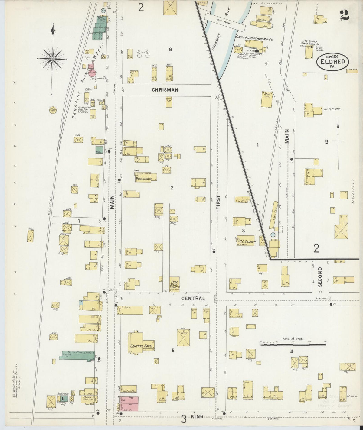 Sanborn Fire Insurance Map from Eldred, McKean County, Pennsylvania (1899), Sheet #0002 - Complete Map Set gallery image, historic Sanborn map, vintage wall art, Pennsylvania Pennsylvania