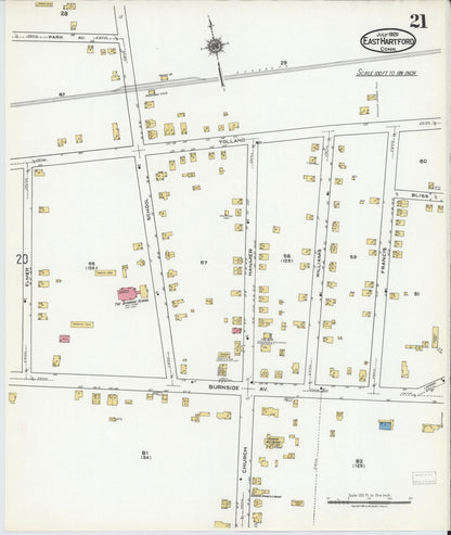 Sanborn Fire Insurance Map from East Hartford, Hartford County, Connecticut (1920), Sheet #0021 - Complete Map Set gallery image, historic Sanborn map, vintage wall art, Connecticut Connecticut