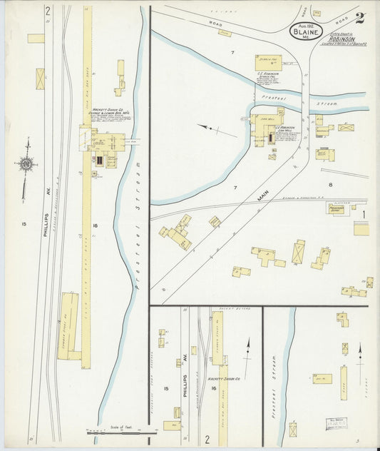Sanborn Fire Insurance Map from Blaine, Aroostook County, Maine (1912), Sheet #0002 - Historic Sanborn Fire Insurance Map Print, vintage old map wall art, antique decor, genealogy gift, Maine Maine map