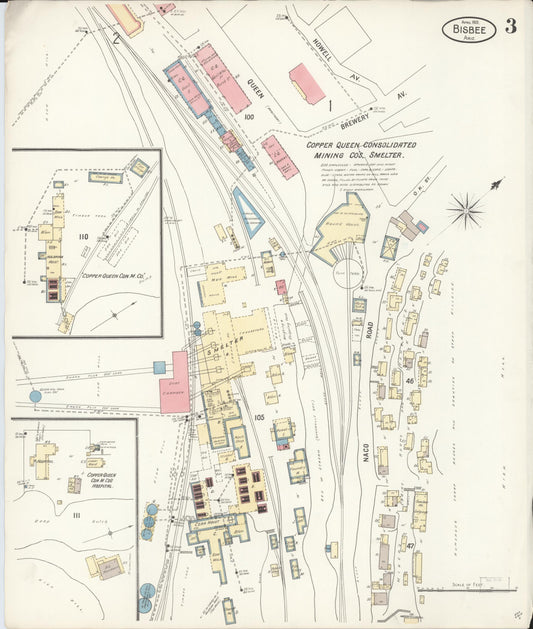 Sanborn Fire Insurance Map from Bisbee, Cochise County, Arizona (1901), Sheet #0003 - Historic Sanborn Fire Insurance Map Print, vintage old map wall art, antique decor, genealogy gift, Arizona Arizona map