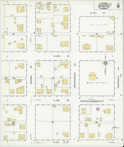 Sanborn Fire Insurance Map from Kerens, Navarro County, Texas (1921), Sheet #0009 - Complete Map Set gallery image, historic Sanborn map, vintage wall art, Texas Texas