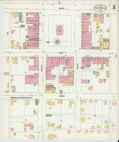 Sanborn Fire Insurance Map from Fayetteville, Lincoln County, Tennessee (1902), Sheet #0002 - Complete Map Set gallery image, historic Sanborn map, vintage wall art, Tennessee Tennessee