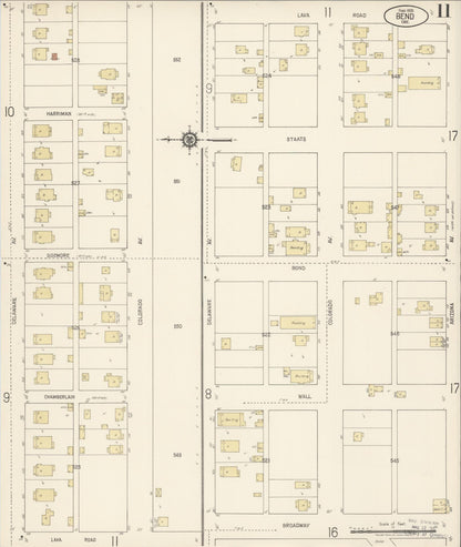 Sanborn Fire Insurance Map from Bend, Deschutes County, Oregon (1920), Sheet #0011 - Complete Map Set gallery image, historic Sanborn map, vintage wall art, Oregon Oregon