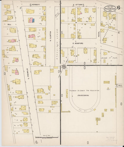 Sanborn Fire Insurance Map from Richwood, Union County, Ohio (1921), Sheet #0006 - Historic Sanborn Fire Insurance Map Print, vintage old map wall art, antique decor, genealogy gift, Ohio Ohio map