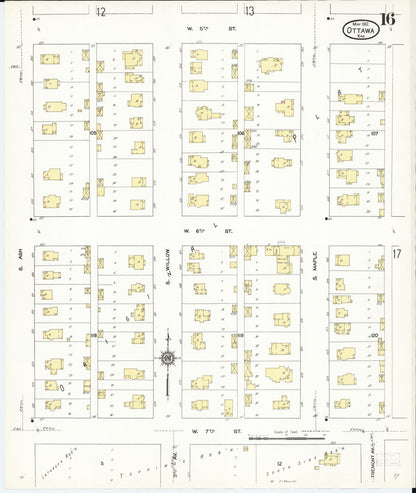 Sanborn Fire Insurance Map from Ottawa, Franklin County, Kansas (1912), Sheet #0016 - Complete Map Set gallery image, historic Sanborn map, vintage wall art, Kansas Kansas