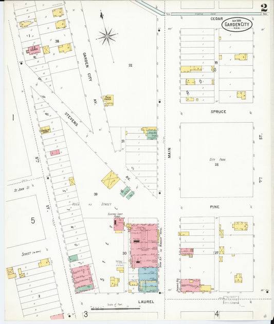 Sanborn Fire Insurance Map from Garden City, Finney County, Kansas (1899), Sheet #0002 - Historic Sanborn Fire Insurance Map Print, vintage old map wall art, antique decor, genealogy gift, Kansas Kansas map