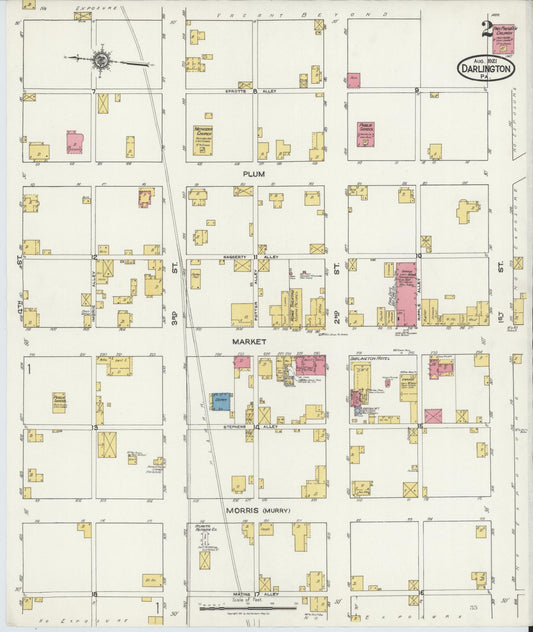 Sanborn Fire Insurance Map from Darlington, Beaver County, Pennsylvania (1921), Sheet #0002 - Historic Sanborn Fire Insurance Map Print, vintage old map wall art, antique decor, genealogy gift, Pennsylvania Pennsylvania map