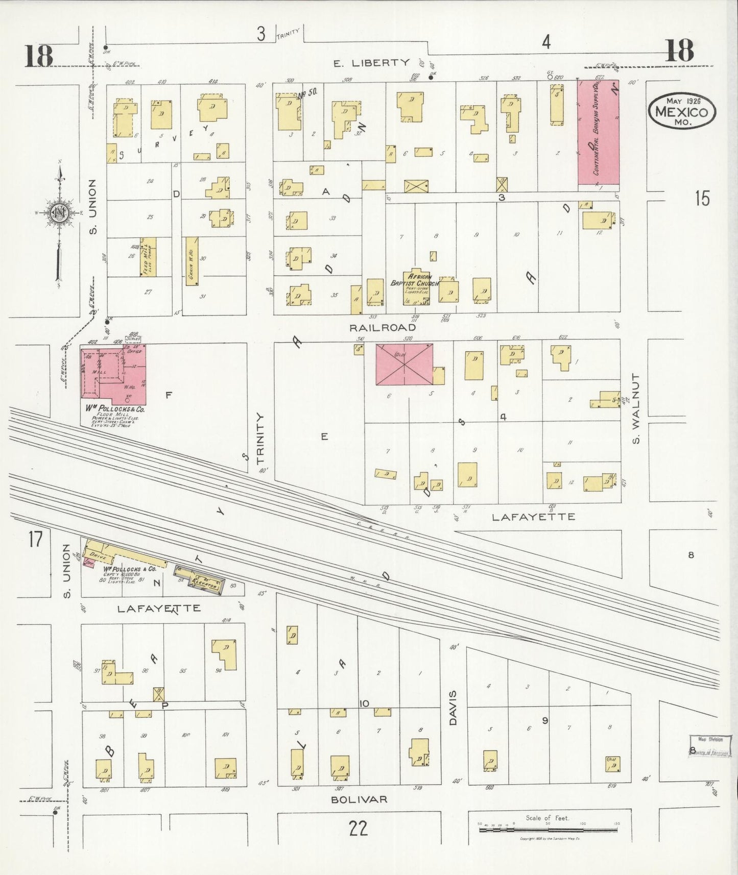 Sanborn Fire Insurance Map from Mexico, Audrain County, Missouri (1926), Sheet #0018 - Complete Map Set gallery image, historic Sanborn map, vintage wall art, Missouri Missouri