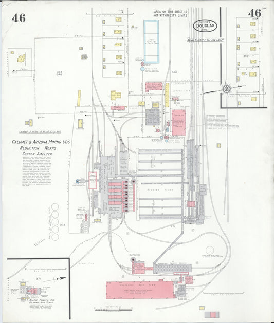 Sanborn Fire Insurance Map from Douglas, Cochise County, Arizona (1929), Sheet #0046 - Historic Sanborn Fire Insurance Map Print, vintage old map wall art, antique decor, genealogy gift, Arizona Arizona map