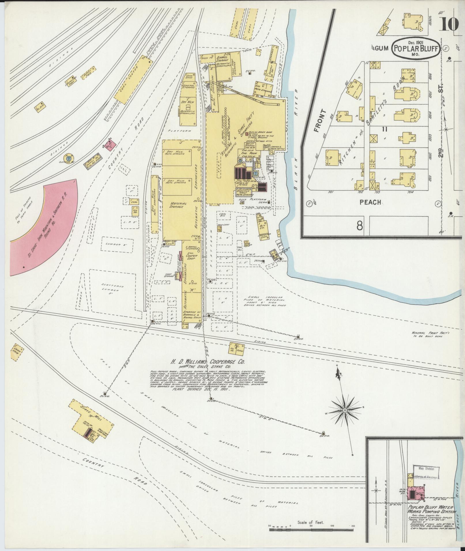 Sanborn Fire Insurance Map from Poplar Bluff, Butler County, Missouri (1901), Sheet #0010 - Complete Map Set gallery image, historic Sanborn map, vintage wall art, Missouri Missouri