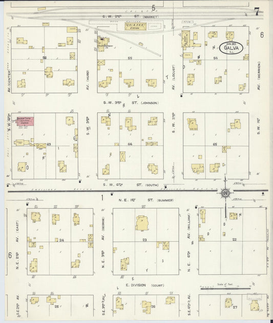 Sanborn Fire Insurance Map from Galva, Henry County, Illinois (1913), Sheet #0007 - Historic Sanborn Fire Insurance Map Print, vintage old map wall art, antique decor, genealogy gift, Illinois Illinois map