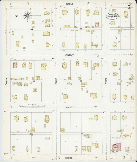 Sanborn Fire Insurance Map from Momence, Kankakee County, Illinois (1907), Sheet #0007 - Historic Sanborn Fire Insurance Map Print, vintage old map wall art, antique decor, genealogy gift, Illinois Illinois map