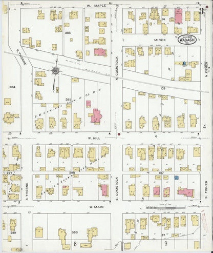 Sanborn Fire Insurance Map from Wabash, Wabash County, Indiana (1920), Sheet #0003 - Historic Sanborn Fire Insurance Map Print, vintage old map wall art, antique decor, genealogy gift, Indiana Indiana map