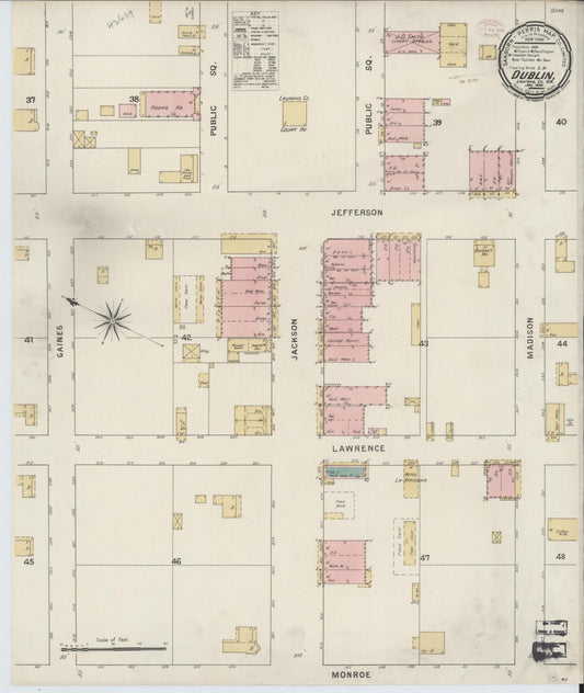 Sanborn Fire Insurance Map from Dublin, Laurens County, Georgia (1885), Sheet #0001 - Historic Sanborn Fire Insurance Map Print, vintage old map wall art, antique decor, genealogy gift, Georgia Georgia map