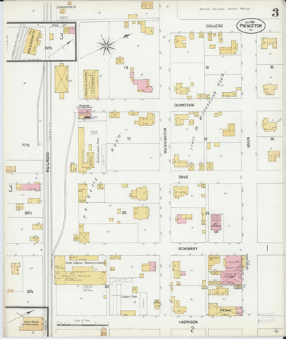 Sanborn Fire Insurance Map from Princeton, Caldwell County, Kentucky (1901), Sheet #0003 - Complete Map Set gallery image, historic Sanborn map, vintage wall art, Kentucky Kentucky