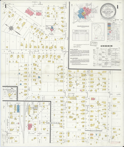 Sanborn Fire Insurance Map from Decatur, Van Buren County, Michigan (1933), Sheet #0001 - Historic Sanborn Fire Insurance Map Print, vintage old map wall art, antique decor, genealogy gift, Michigan Michigan map