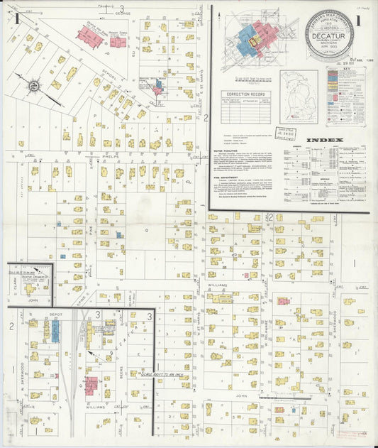 Sanborn Fire Insurance Map from Decatur, Van Buren County, Michigan (1933), Sheet #0001 - Historic Sanborn Fire Insurance Map Print, vintage old map wall art, antique decor, genealogy gift, Michigan Michigan map