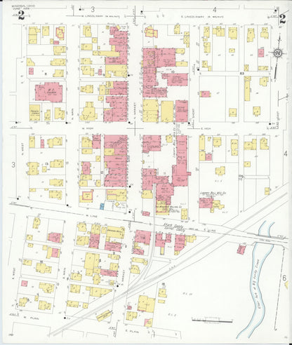 Sanborn Fire Insurance Map from Minerva, Stark And Carroll Counties, Ohio (1933), Sheet #0002 - Historic Sanborn Fire Insurance Map Print, vintage old map wall art, antique decor, genealogy gift, Ohio Ohio map