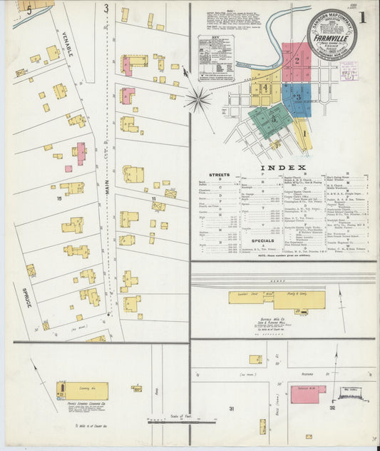 Sanborn Fire Insurance Map from Farmville, Prince Edward County, Virginia. (1905) – Historic Sanborn Fire Insurance Map Print