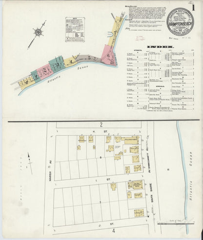 Sanborn Fire Insurance Map from Hampton Beach, Rockingham County, New Hampshire (1912), Sheet #0001 - Complete Map Set gallery image, historic Sanborn map, vintage wall art, New Hampshire New Hampshire